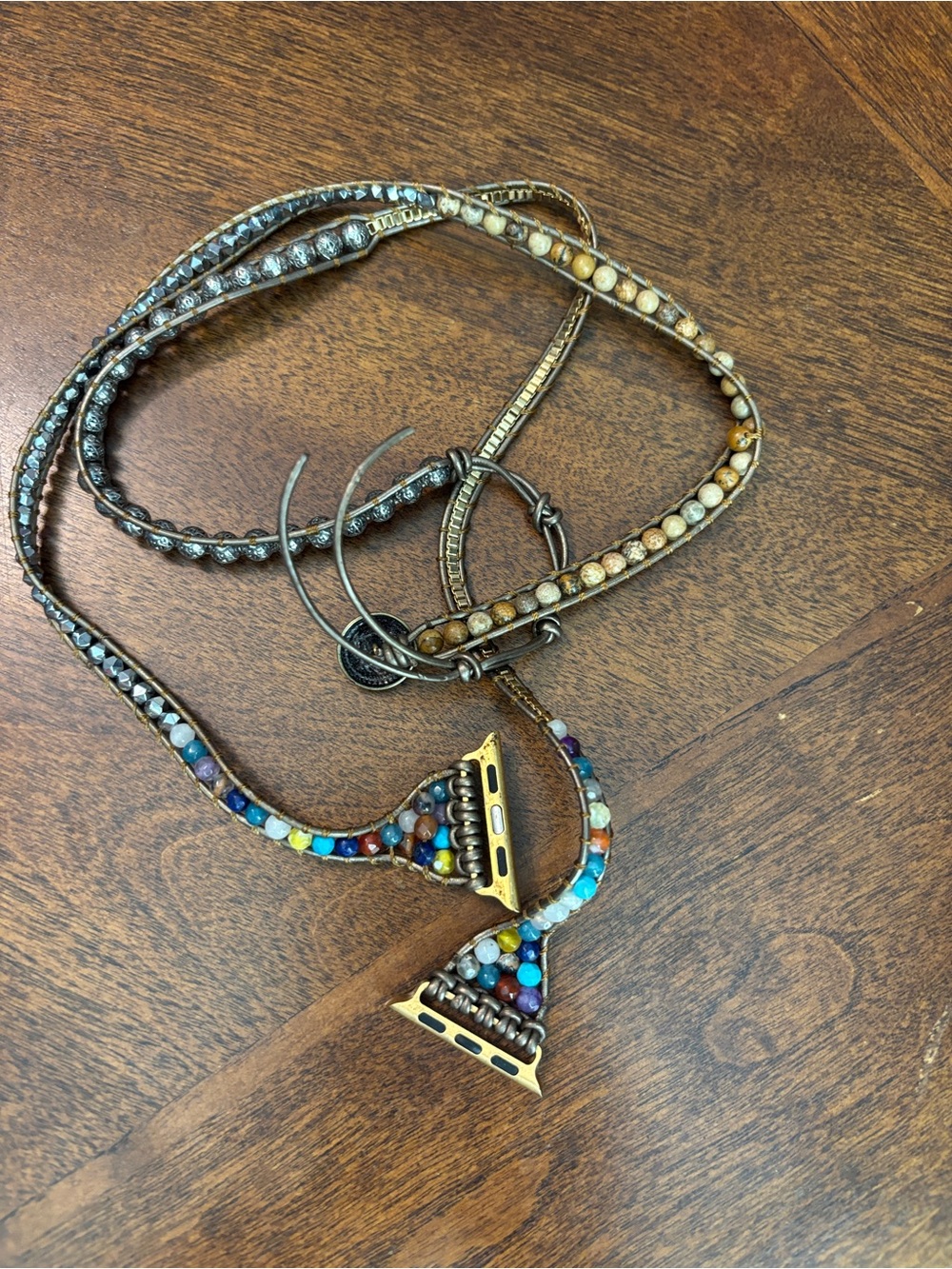Cape Diablo Multicolor Beaded Leather Wrap Bracelet for iwatch